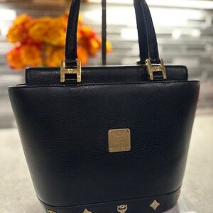 MCM Black Tote with Gold Accents